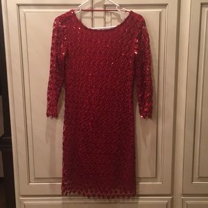 Red sequin dress